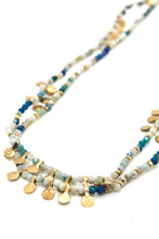 Load image into Gallery viewer, Museum Style Quantum Quattro Stone Mix Necklace with 24K Gold Plate Mini Charms -French Flair Collection- N2-2336
