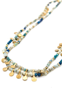Museum Style Quantum Quattro Stone Mix Necklace with 24K Gold Plate Mini Charms -French Flair Collection- N2-2336