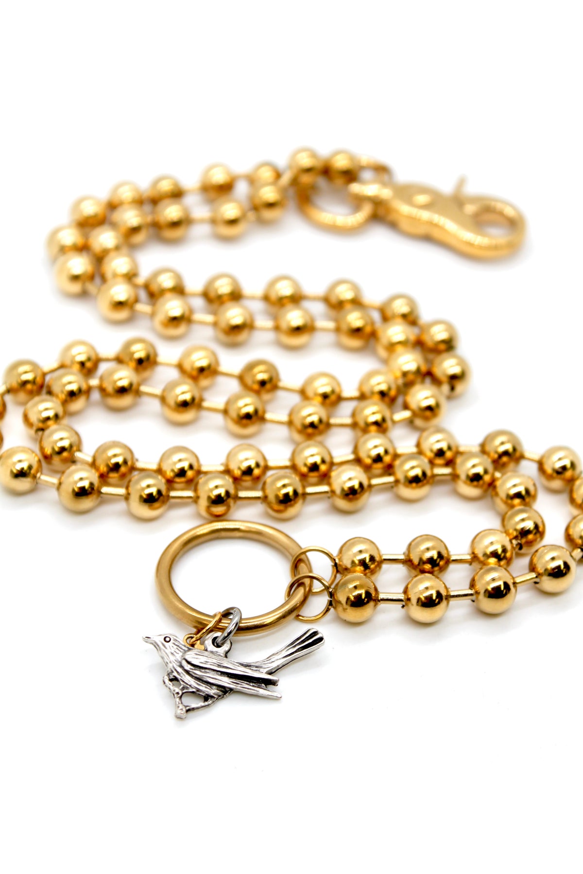 Bird on a Branch Charm Convertible Gold Chain Necklace