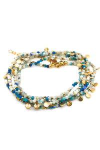 Museum Style Quantum Quattro Stone Mix Necklace with 24K Gold Plate Mini Charms -French Flair Collection- N2-2336