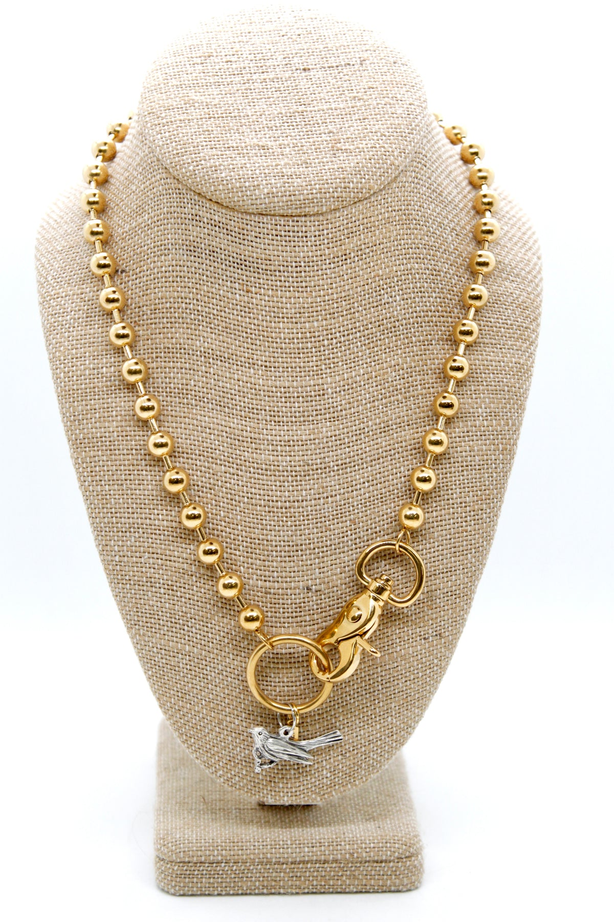 Bird on a Branch Charm Convertible Gold Chain Necklace