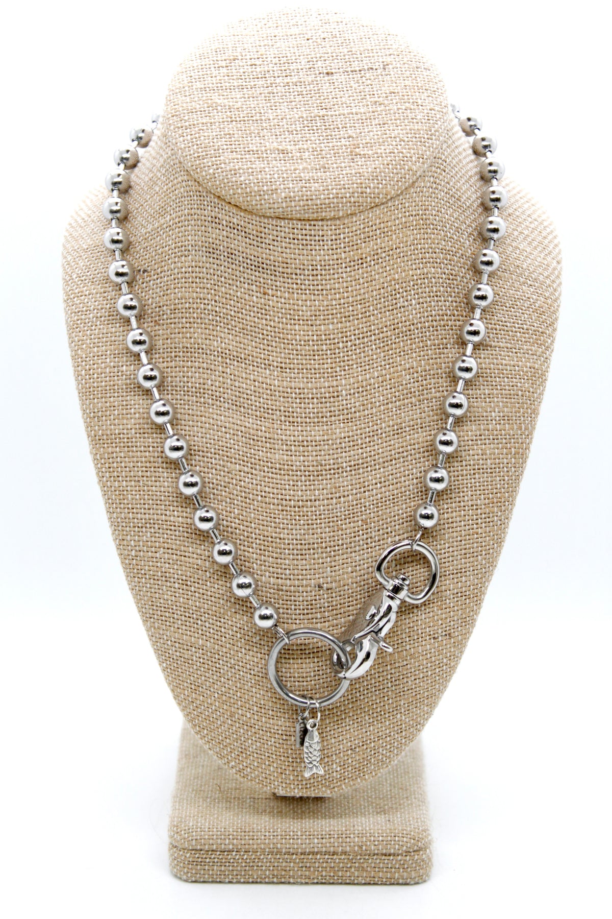 Tiny Fish Charm Convertible Silver Chain Necklace