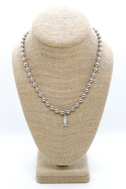 Tiny Fish Charm Convertible Silver Chain Necklace