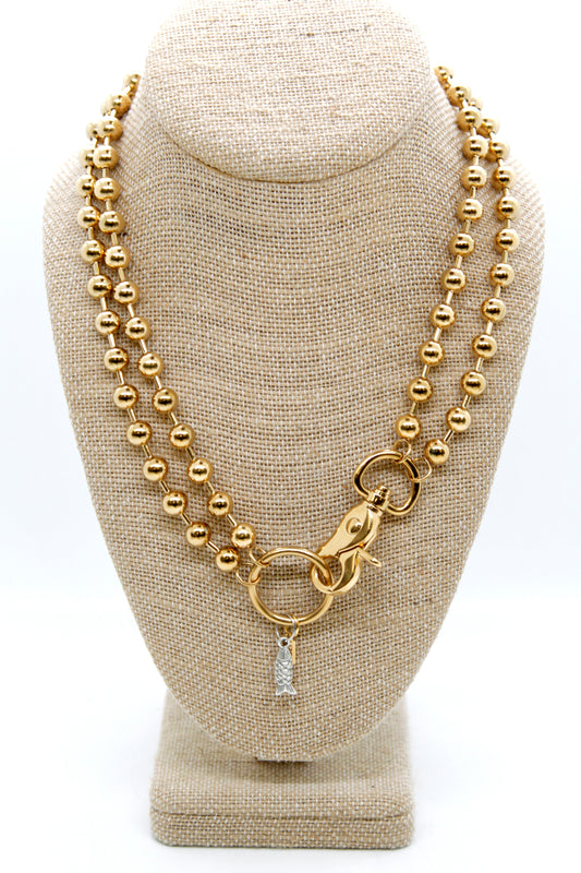 Tiny Fish Charm Convertible Gold Chain Necklace
