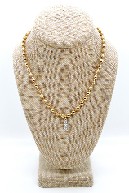 Tiny Fish Charm Convertible Gold Chain Necklace