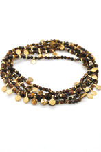 Load image into Gallery viewer, Museum Style Tiger&#39;s Eye Stone Mix Necklace with 24K Gold Plate Mini Charms -French Flair Collection- N2-2338
