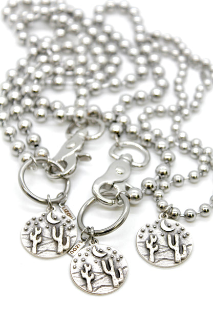 Desert Cactus Night Charm Convertible Silver Chain Necklace