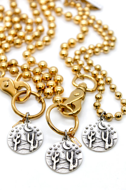 Desert Cactus Night Charm Convertible Gold Chain Necklace