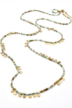 Load image into Gallery viewer, Museum Style Amazonite Stone Mix Necklace with 24K Gold Plate Mini Charms -French Flair Collection- N2-2311
