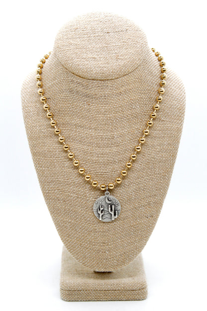 Desert Cactus Night Charm Convertible Gold Chain Necklace