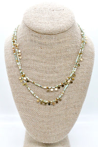 Museum Style Amazonite Stone Mix Necklace with 24K Gold Plate Mini Charms -French Flair Collection- N2-2311