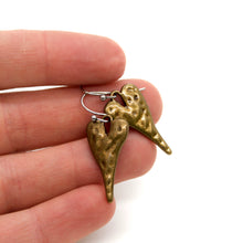 Load image into Gallery viewer, Brass Elongated Heart Charm Earrings - E9-27608
