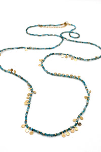 Museum Style Apatite Stone Mix Necklace with 24K Gold Plate Mini Charms -French Flair Collection- N2-2314