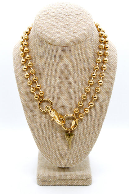 Brass Elongated Heart Charm Convertible Gold Chain Necklace