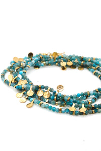 Museum Style Apatite Stone Mix Necklace with 24K Gold Plate Mini Charms -French Flair Collection- N2-2314