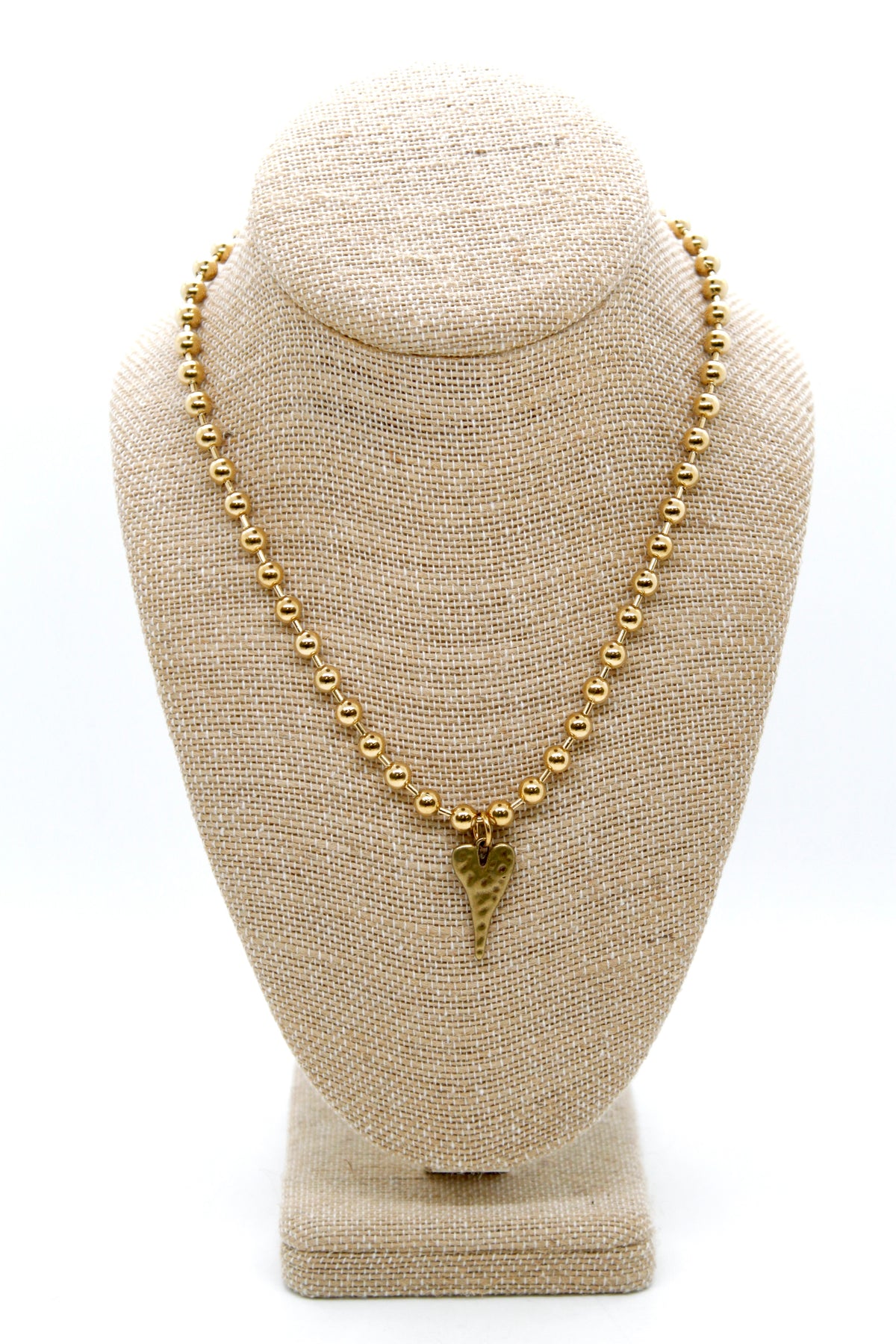 Brass Elongated Heart Charm Convertible Gold Chain Necklace