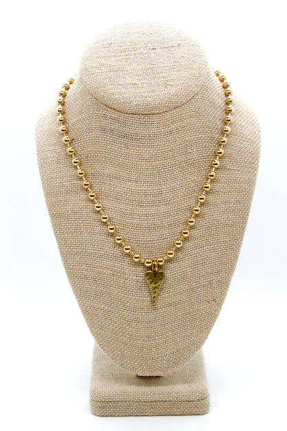 Brass Elongated Heart Charm Convertible Gold Chain Necklace
