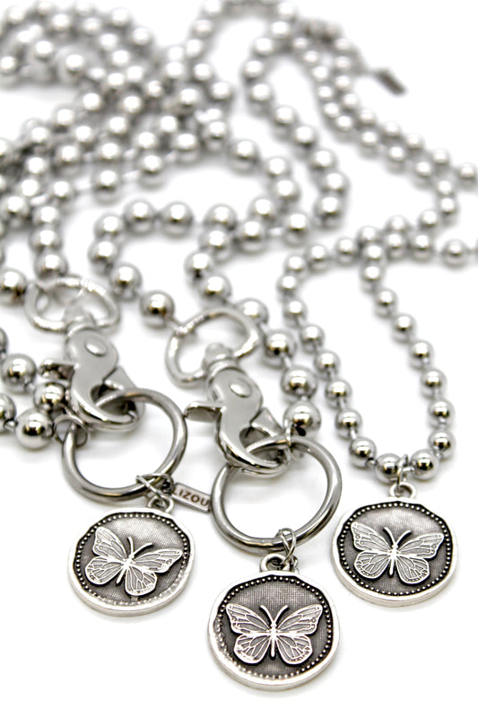 Butterfly Insect Charm Convertible Silver Chain Necklace