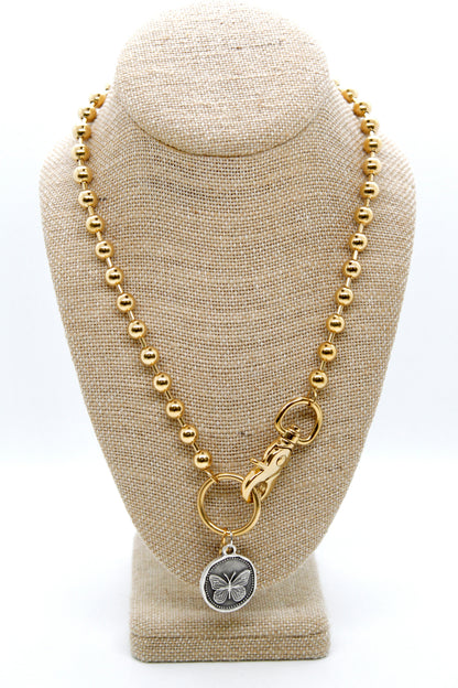 Butterfly Insect Charm Convertible Gold Chain Necklace