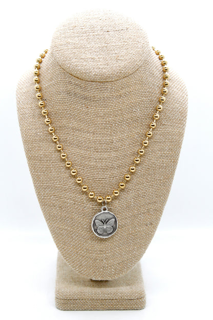 Butterfly Insect Charm Convertible Gold Chain Necklace