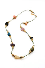 Load image into Gallery viewer, Semi Precious Stone Chunk Beads on Earth Thread Short Necklace -French Flair Collection- N2-2340
