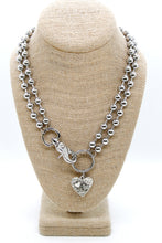 Load image into Gallery viewer, Hammered Hearts Charm Convertible Silver Chain Necklace
