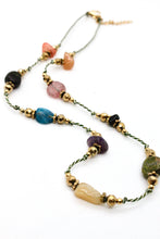 Load image into Gallery viewer, Semi Precious Stone Chunk Beads on Earth Thread Short Necklace -French Flair Collection- N2-2340
