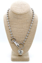 Load image into Gallery viewer, Hammered Hearts Charm Convertible Silver Chain Necklace
