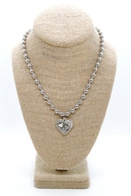 Load image into Gallery viewer, Hammered Hearts Charm Convertible Silver Chain Necklace

