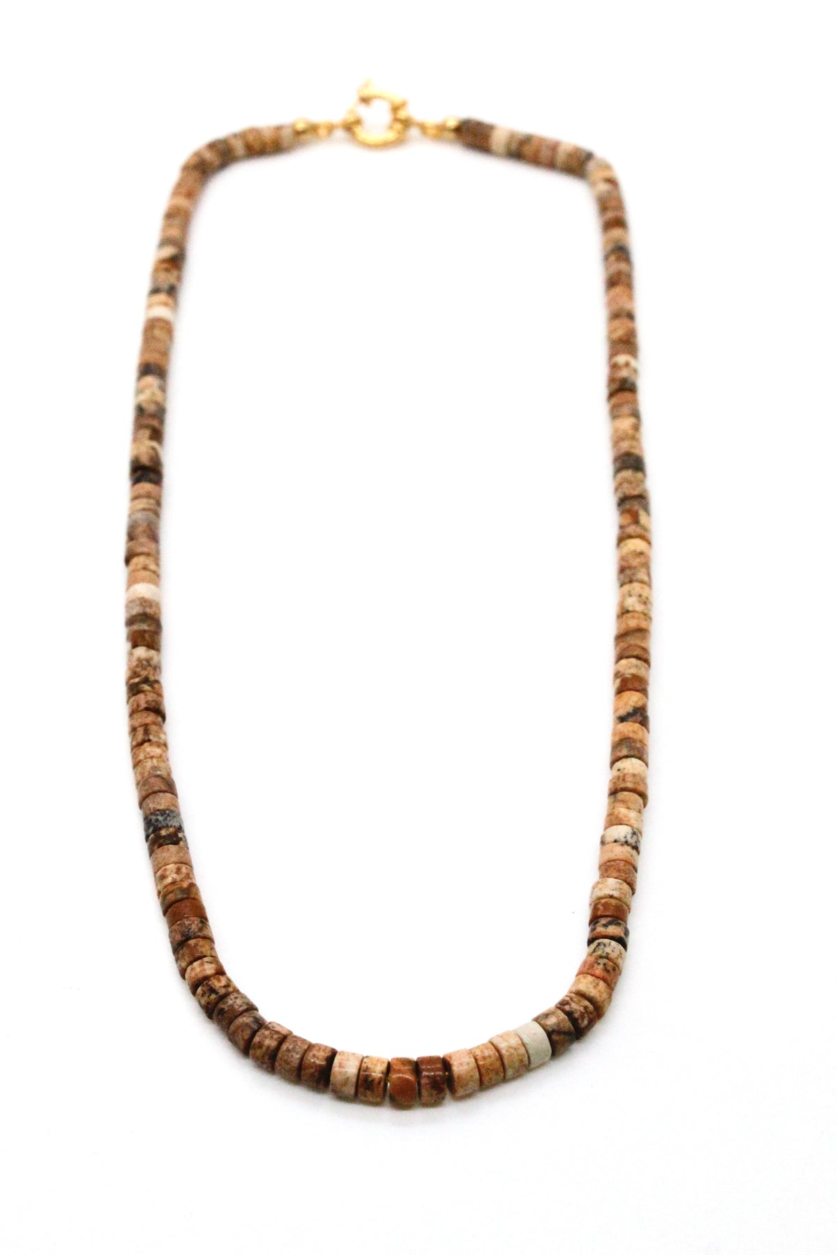 Jasper Disc Bead Earth Tone Necklace -French Flair Collection- N2-2341