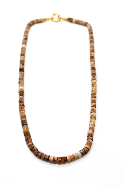 Jasper Disc Bead Earth Tone Necklace -French Flair Collection- N2-2341