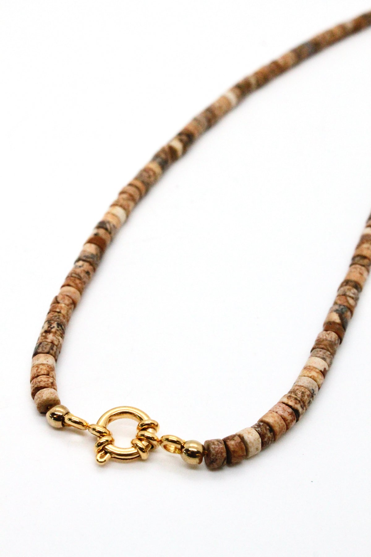 Jasper Disc Bead Earth Tone Necklace -French Flair Collection- N2-2341