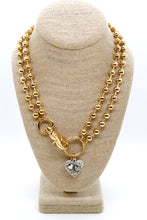 Load image into Gallery viewer, Hammered Hearts Charm Convertible Gold Chain Necklace
