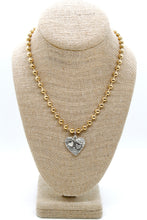 Load image into Gallery viewer, Hammered Hearts Charm Convertible Gold Chain Necklace
