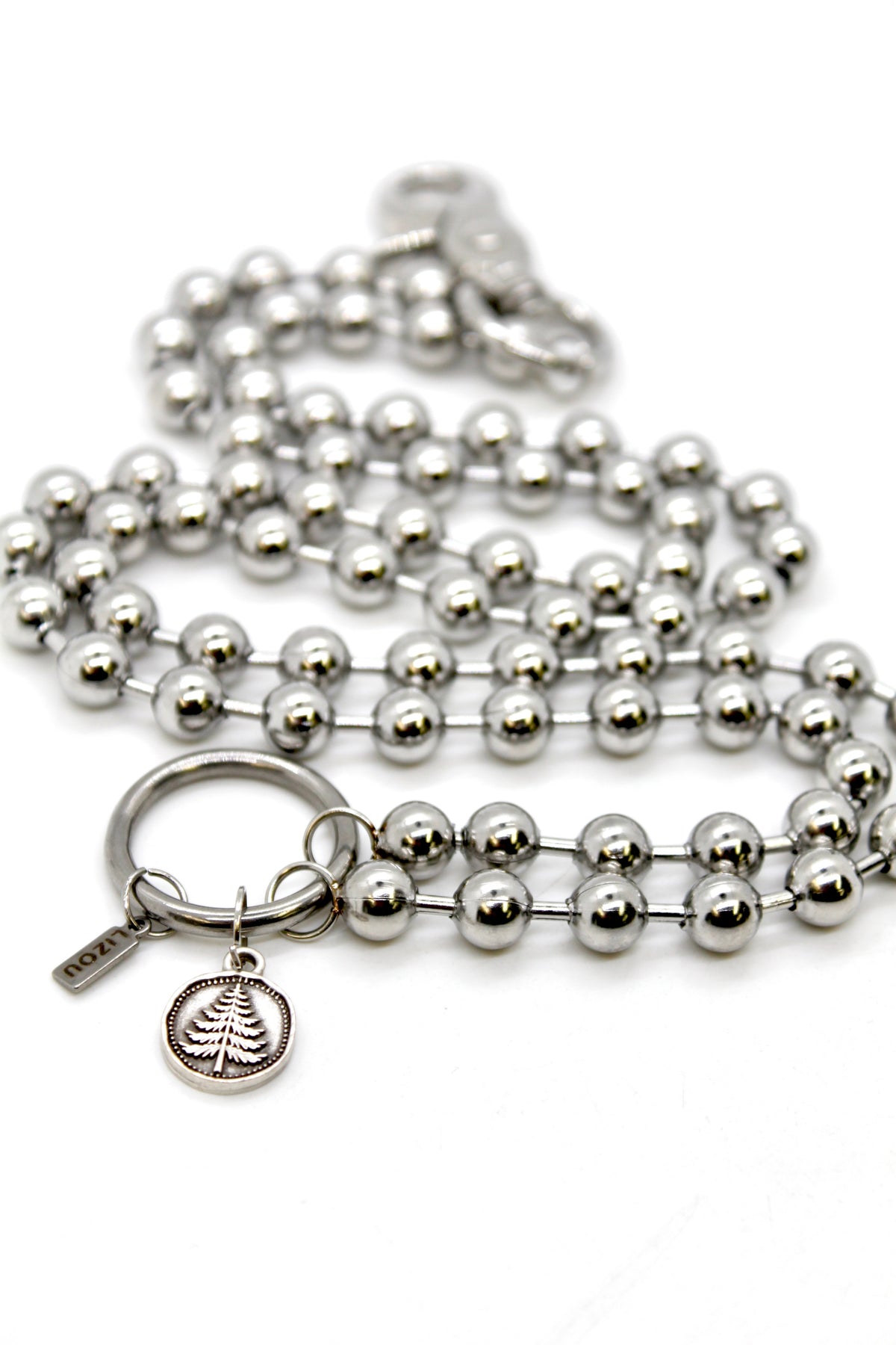 Mini Pine Tree Charm Convertible Silver Chain Necklace