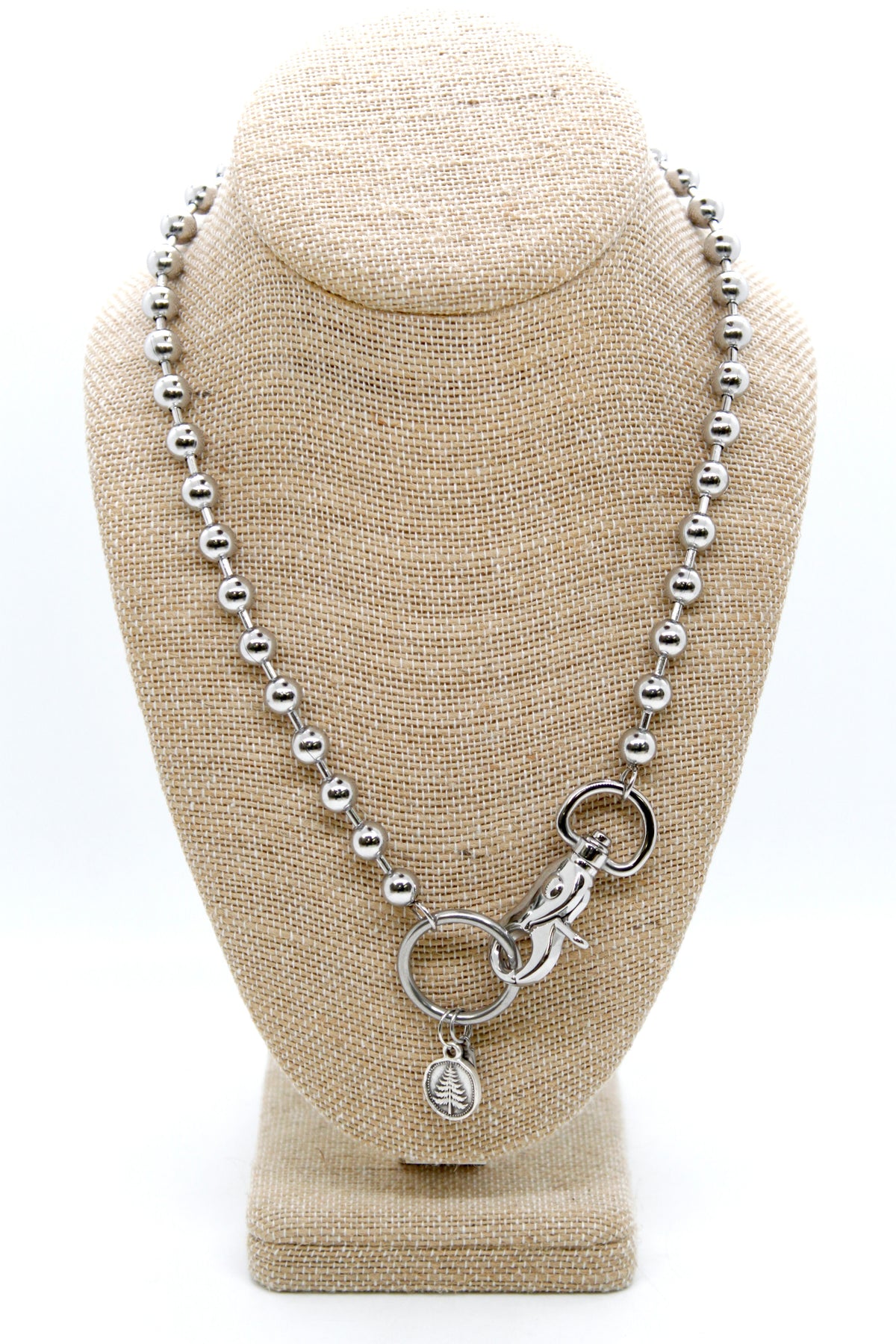 Mini Pine Tree Charm Convertible Silver Chain Necklace