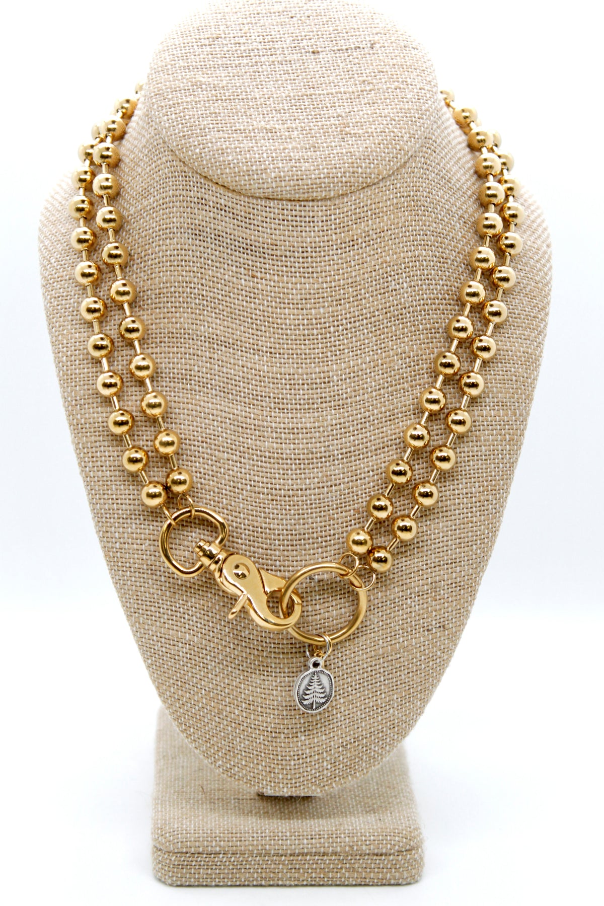 Mini Pine Tree Charm Convertible Gold Chain Necklace