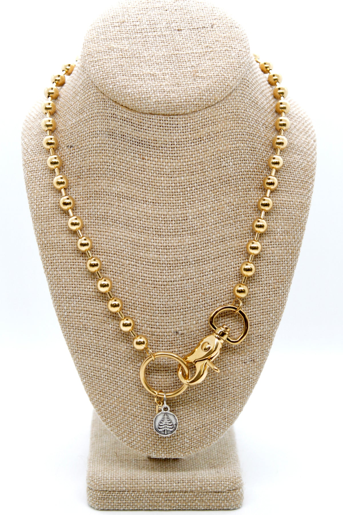 Mini Pine Tree Charm Convertible Gold Chain Necklace