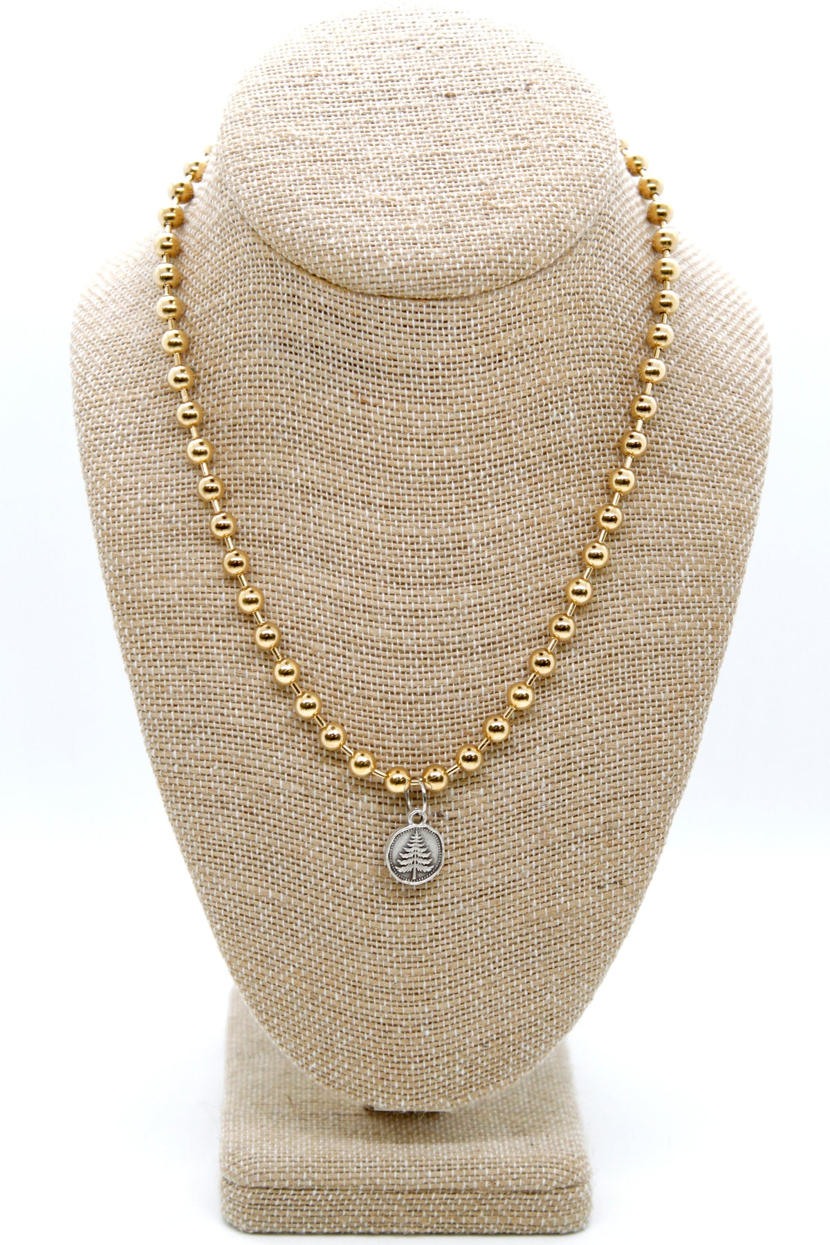 Mini Pine Tree Charm Convertible Gold Chain Necklace
