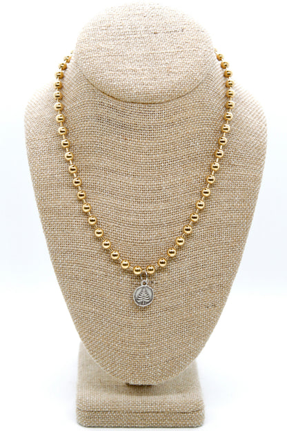 Mini Pine Tree Charm Convertible Gold Chain Necklace