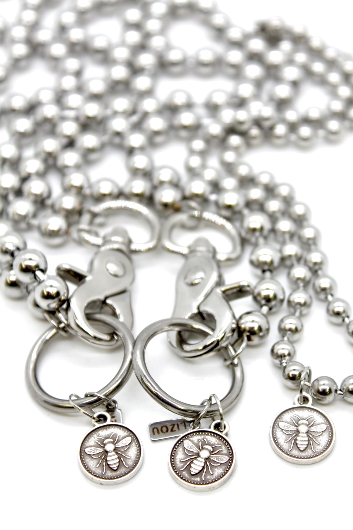 Mini Bee Charm Convertible Silver Chain Necklace
