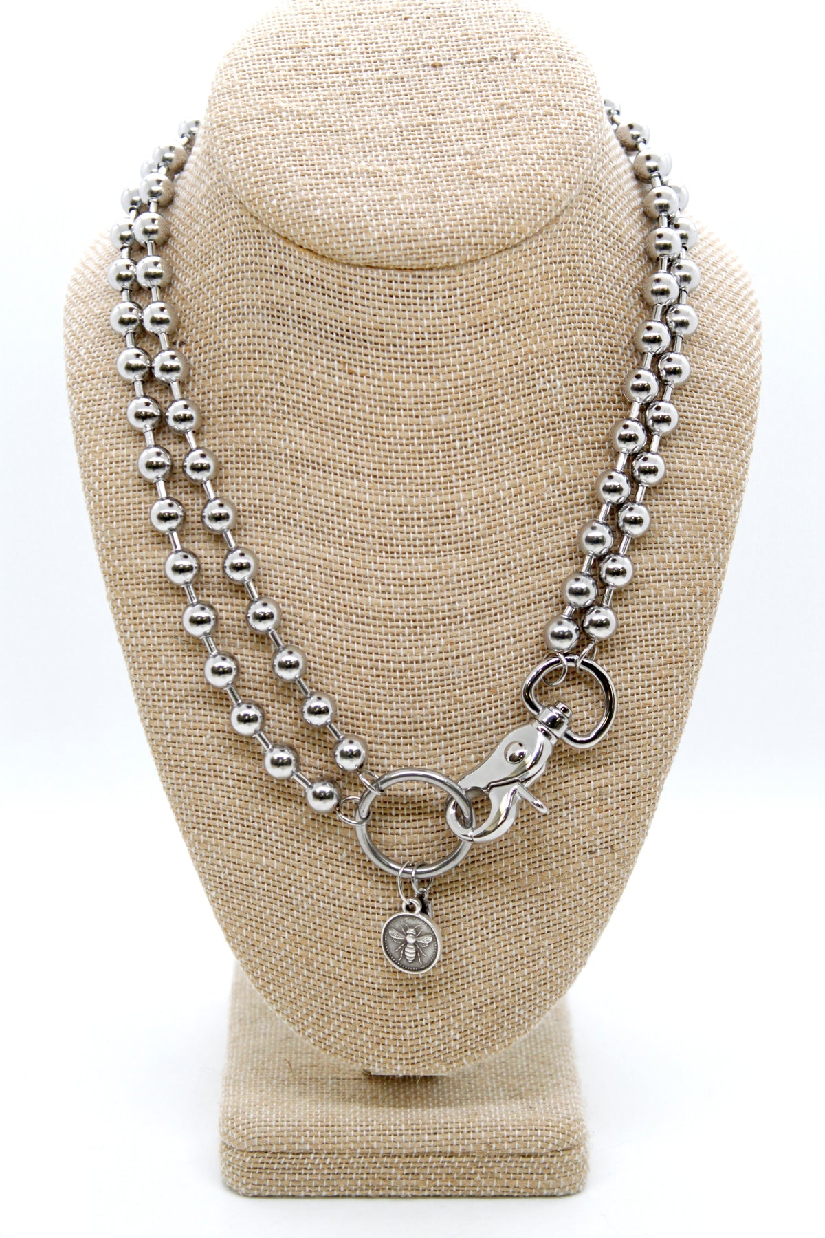 Mini Bee Charm Convertible Silver Chain Necklace