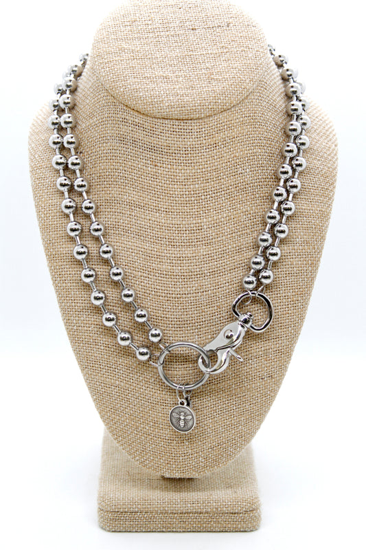 Mini Bee Charm Convertible Silver Chain Necklace