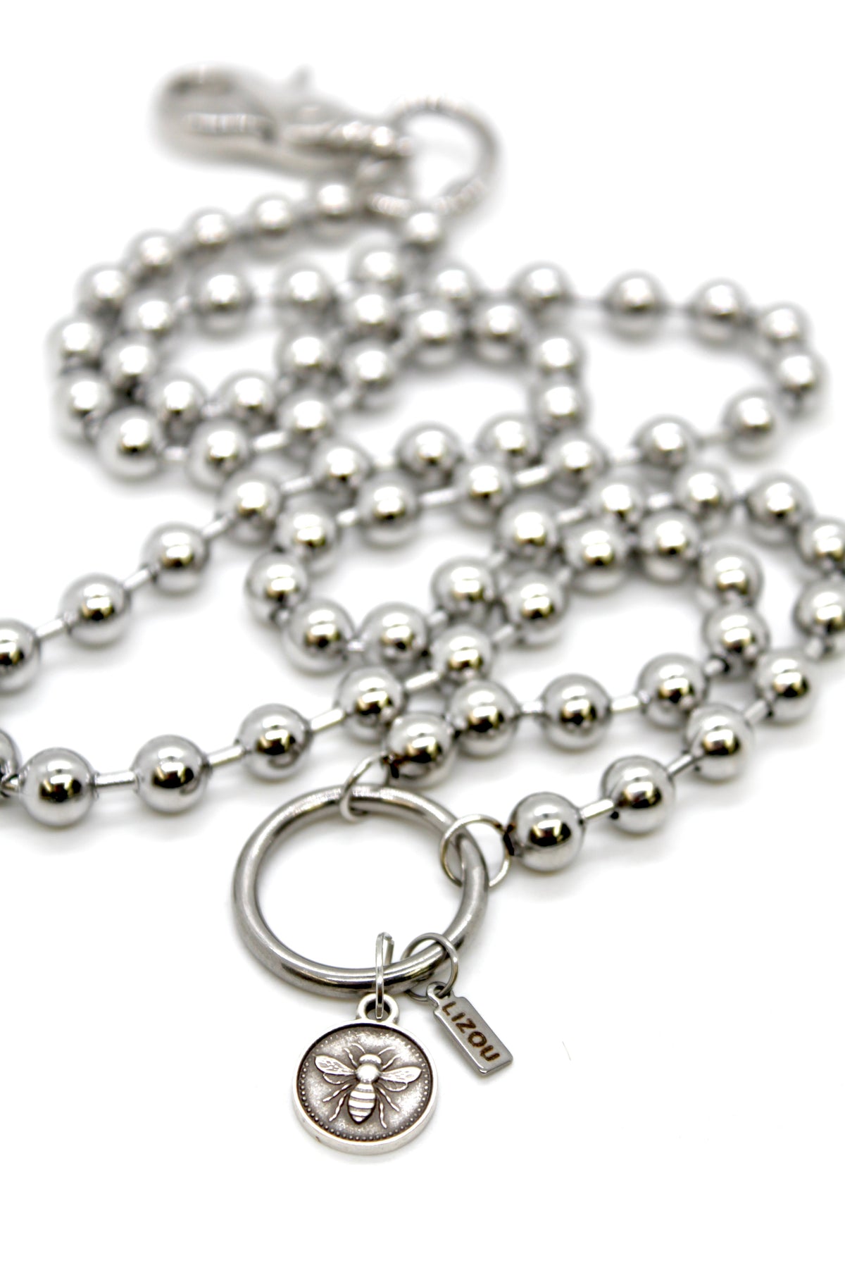 Mini Bee Charm Convertible Silver Chain Necklace