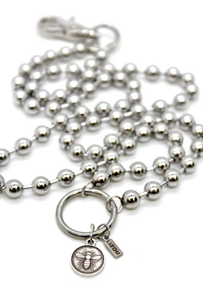 Mini Bee Charm Convertible Silver Chain Necklace