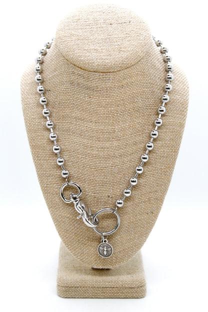 Mini Bee Charm Convertible Silver Chain Necklace