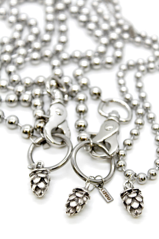 Silver Pinecone Charm Convertible Silver Chain Necklace