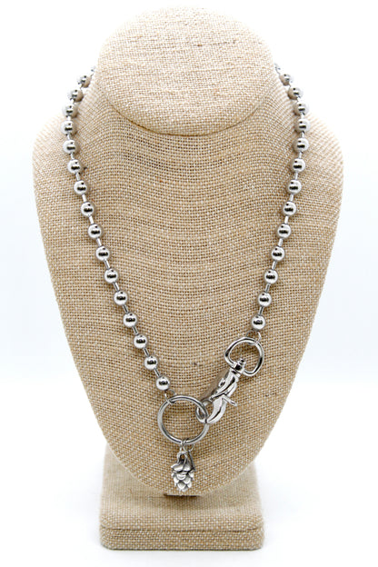 Silver Pinecone Charm Convertible Silver Chain Necklace