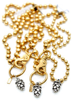 Load image into Gallery viewer, Silver Pinecone Charm Convertible Gold Chain Necklace

