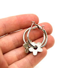 Load image into Gallery viewer, Flower Silver Hoop Earrings - E9-116S

